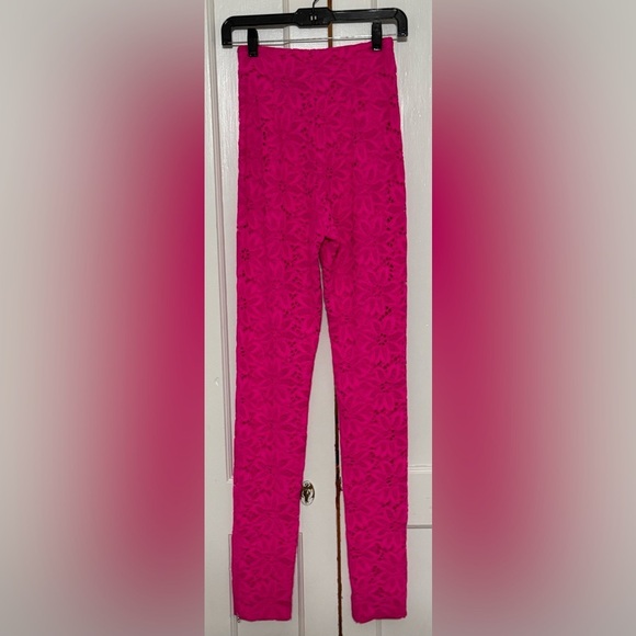 ROTATE BIRGER CHRISTENSEN HEAVY LACE HIGH RISE PANTS IN PINK GLO - Picture 8 of 11